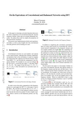 On the Equivalence of Convolutional and Hadamard Networks using DFT