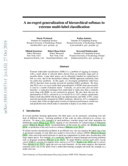 A no-regret generalization of hierarchical softmax to extreme
  multi-label classification