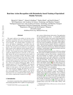 Real-time Action Recognition with Dissimilarity-based Training of
  Specialized Module Networks