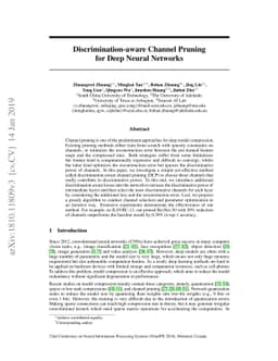 Discrimination-aware Channel Pruning for Deep Neural Networks
