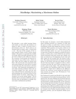 MaxHedge: Maximising a Maximum Online