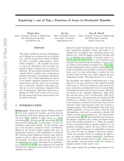 Exploring $k$ out of Top $ρ$ Fraction of Arms in Stochastic Bandits