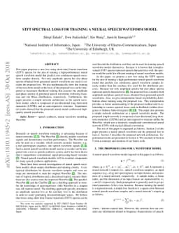 STFT spectral loss for training a neural speech waveform model