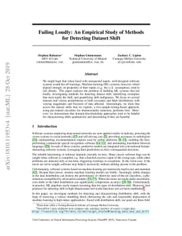 Failing Loudly: An Empirical Study of Methods for Detecting Dataset
  Shift