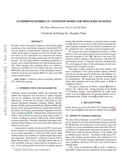 An improved hybrid CTC-Attention model for speech recognition
