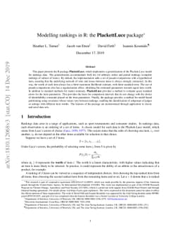 Modelling rankings in R: the PlackettLuce package