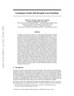 Learning to Teach with Dynamic Loss Functions