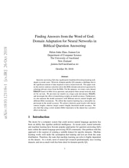 Finding Answers from the Word of God: Domain Adaptation for Neural
  Networks in Biblical Question Answering
