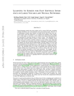 Learning to Screen for Fast Softmax Inference on Large Vocabulary Neural
  Networks