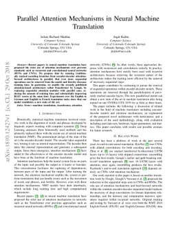 Parallel Attention Mechanisms in Neural Machine Translation