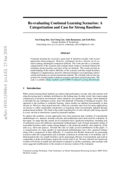 Re-evaluating Continual Learning Scenarios: A Categorization and Case
  for Strong Baselines