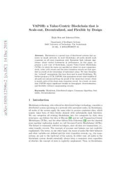 VAPOR: a Value-Centric Blockchain that is Scale-out, Decentralized, and
  Flexible by Design
