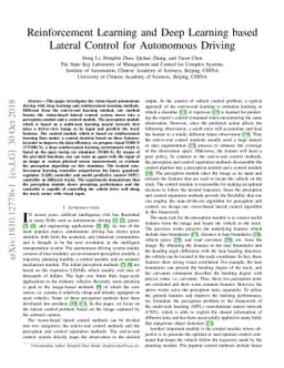 Reinforcement Learning and Deep Learning based Lateral Control for
  Autonomous Driving