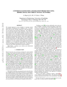 Confidence Estimation and Deletion Prediction Using Bidirectional
  Recurrent Neural Networks