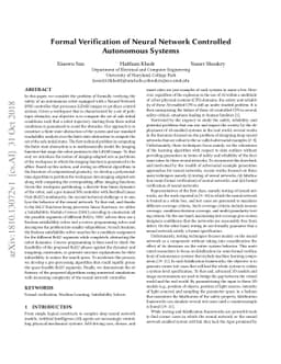 Formal Verification of Neural Network Controlled Autonomous Systems