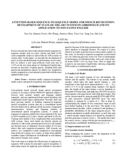Attention-based sequence-to-sequence model for speech recognition:
  development of state-of-the-art system on LibriSpeech and its application to
  non-native English