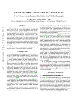 Towards End-to-End Code-Switching Speech Recognition