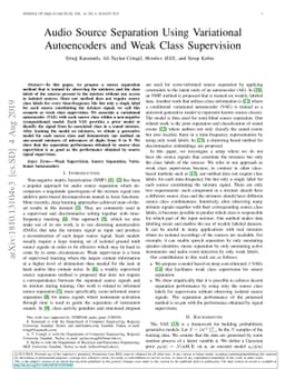 Audio Source Separation Using Variational Autoencoders and Weak Class
  Supervision