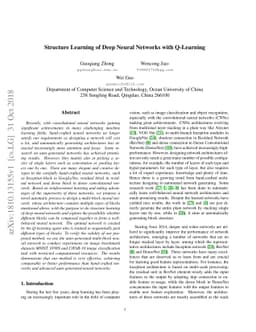 Structure Learning of Deep Neural Networks with Q-Learning