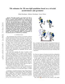 Tilt estimator for 3D non-rigid pendulum based on a tri-axial
  accelerometer and gyrometer