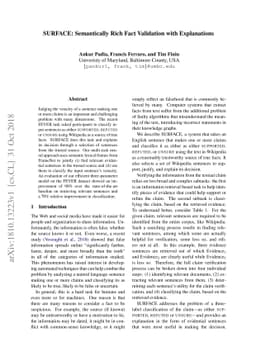 SURFACE: Semantically Rich Fact Validation with Explanations