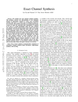 Exact Channel Synthesis