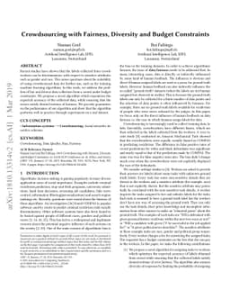 Crowdsourcing with Fairness, Diversity and Budget Constraints
