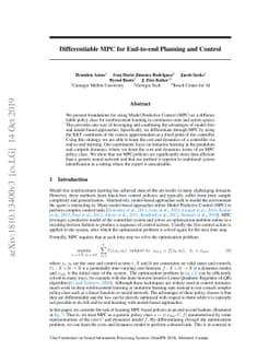 Differentiable MPC for End-to-end Planning and Control