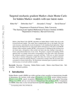 Targeted stochastic gradient Markov chain Monte Carlo for hidden Markov
  models with rare latent states