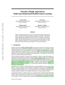 Towards a Simple Approach to Multi-step Model-based Reinforcement
  Learning