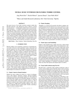 Neural Music Synthesis for Flexible Timbre Control