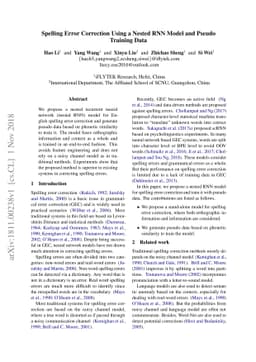 Spelling Error Correction Using a Nested RNN Model and Pseudo Training
  Data