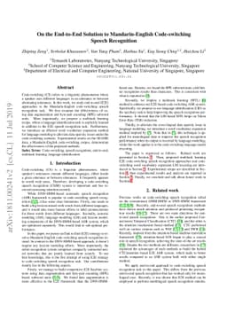 On the End-to-End Solution to Mandarin-English Code-switching Speech
  Recognition