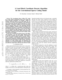 A Local Block Coordinate Descent Algorithm for the Convolutional Sparse
  Coding Model