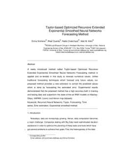 Taylor-based Optimized Recursive Extended Exponential Smoothed Neural
  Networks Forecasting Method
