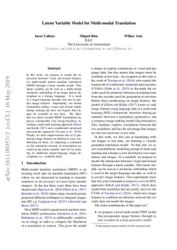 Latent Variable Model for Multi-modal Translation