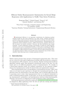 Efficient Online Hyperparameter Optimization for Kernel Ridge Regression
  with Applications to Traffic Time Series Prediction
