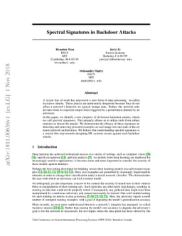 Spectral Signatures in Backdoor Attacks