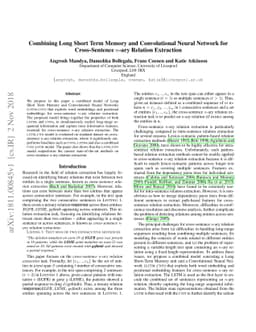Combining Long Short Term Memory and Convolutional Neural Network for
  Cross-Sentence n-ary Relation Extraction