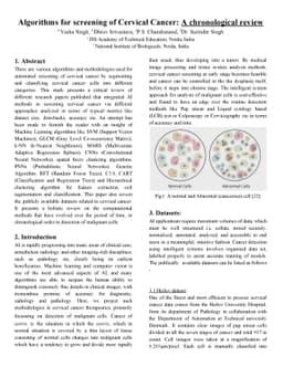 Algorithms for screening of Cervical Cancer: A chronological review