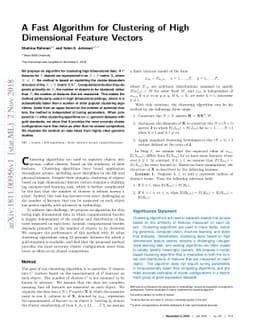 A Fast Algorithm for Clustering High Dimensional Feature Vectors