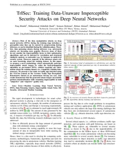 TrISec: Training Data-Unaware Imperceptible Security Attacks on Deep
  Neural Networks