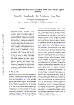 Augmenting Neural Response Generation with Context-Aware Topical
  Attention