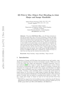 3D Pick & Mix: Object Part Blending in Joint Shape and Image Manifolds