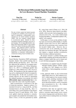 Bi-Directional Differentiable Input Reconstruction for Low-Resource
  Neural Machine Translation