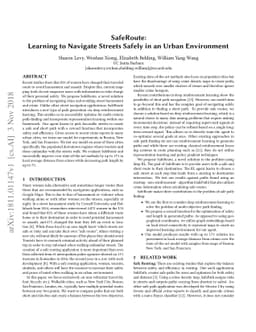 SafeRoute: Learning to Navigate Streets Safely in an Urban Environment