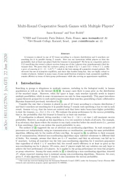 Multi-Round Cooperative Search Games with Multiple Players