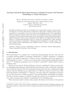 Learning Contextual Hierarchical Structure of Medical Concepts with
  Poincairé Embeddings to Clarify Phenotypes