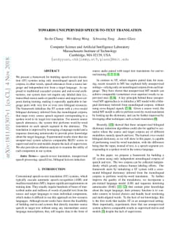 Towards Unsupervised Speech-to-Text Translation