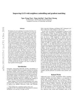 Improving GAN with neighbors embedding and gradient matching